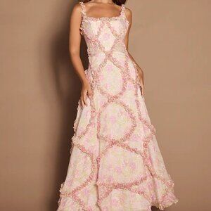 NWT Hana Pink Chartreuse Maxi Dress from Azazie